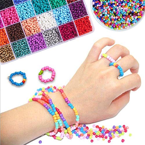 Seed Beads for Bracelets, Acrsikr 2mm Colored Small Glass Pony Beads for Bracelets Jewelry Making Crafts 24000 pcs (24 Color) - Thumbnail 3