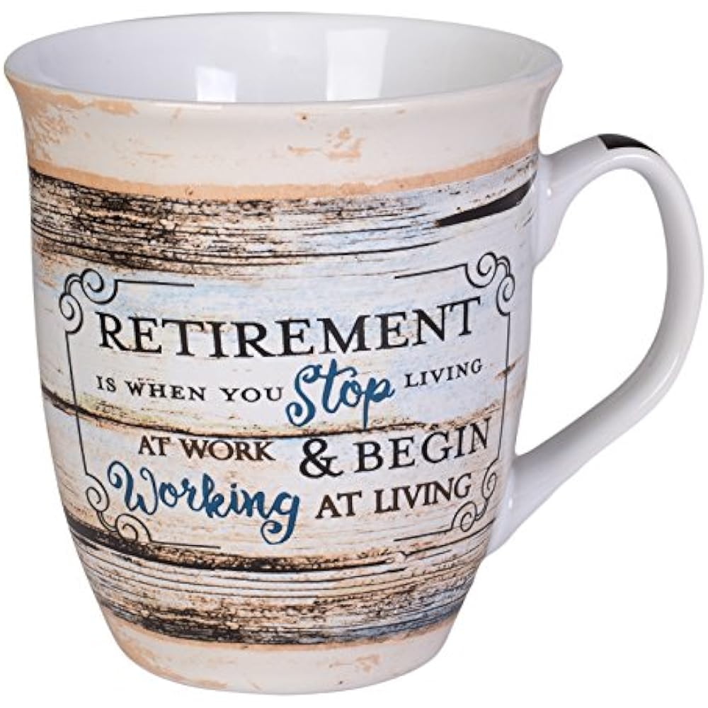 Retirement Coffee Mugs Working At Living Distressed Wood Design 16