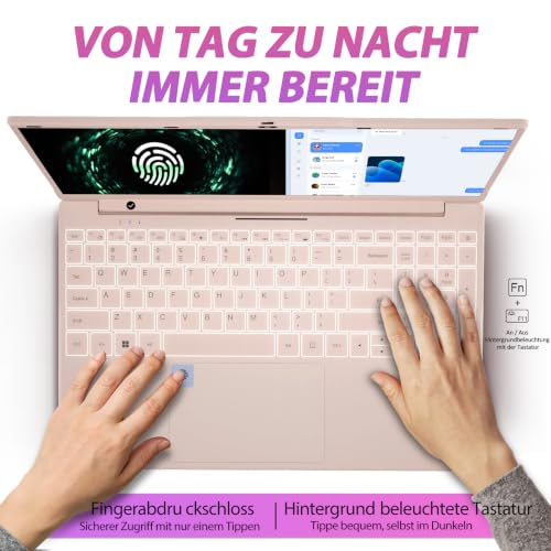 Auusda Laptop 15,6 Zoll, Prozessor N5100 (2,8 GHz), 16 GB RAM, 512 GB SSD | 1920×1080, 6000 mAh, Dualband-WiFi, Bluetooth 4.2, integrierte Webcam, leicht mit 1,6 kg