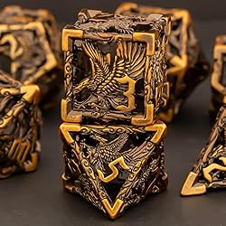 KERWELLSI Hollow Metal DND Dice Set, 7pcs D&D Dice
