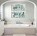 Bathroom Canvas Art Wall Decor Octopus Seahorse Marine Life Watercolor Wooden Pictures Canvas Prints Wall Art Rustic Beach Theme Wall Decor 4 Pieces Framed Wall Art for Bedroom Ready to Hang 14x14