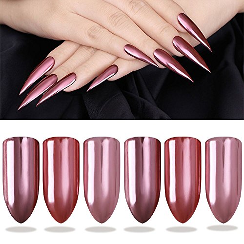 PrettyDiva Rose Gold Chrome Nail Powder Mirror Effect Glitter Nail Powder Manicure Pigments (Rose Gold)