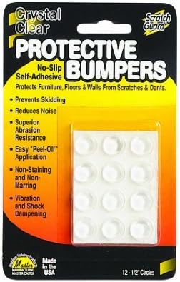 Scratch Guard Protective Bumpers, 1/2" Circles, 3/8" Thick, Self-adhesive, Clear, 12/Pack