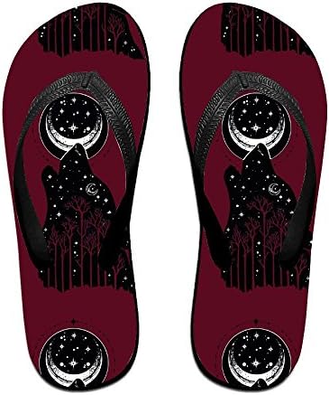 Unisex Wolf Moon Forest Summer Comfortable Flip Flops Beach Slippers