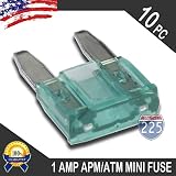 10 Pack 1AMP APM/ATM 32V Mini Blade Style Fuses 1A Short Circuit Protection Car Fuse