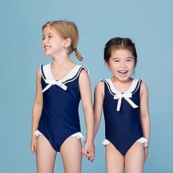 Amazon ノーブランド品 水着 オールインワン 女の子 ビキニ 海軍