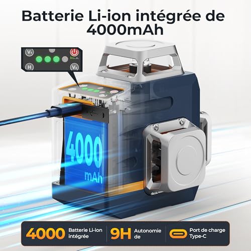 CIGMAN 3x360° Green Laser Level, Self Leveling Construction Site Laser, 30m Distance, 9 Hours Li-ion Battery, with Remote Control, Magnetic Stand, Swivel Tripod, Anti-Fall Carry Bag