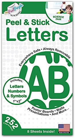 The Peel People 252 PC Peel and Stick Letters & Numbers, 1" and 2" Green Solid