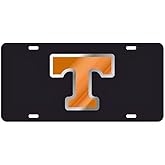 Tennessee Volunteers Black w/Orange & Mirror"T" Laser Cut License Plate