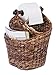 BirdRock Home Seagrass Magazine and Bathroom Basket - Hand Woven Toilet Paper Holder with Pocket - Espresso - Stylish Decorative Design - Wooden Basket Décor - Dispenser