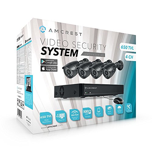 Amcrest 650 TVL 4CH Video Security System w/ 500GB - Four