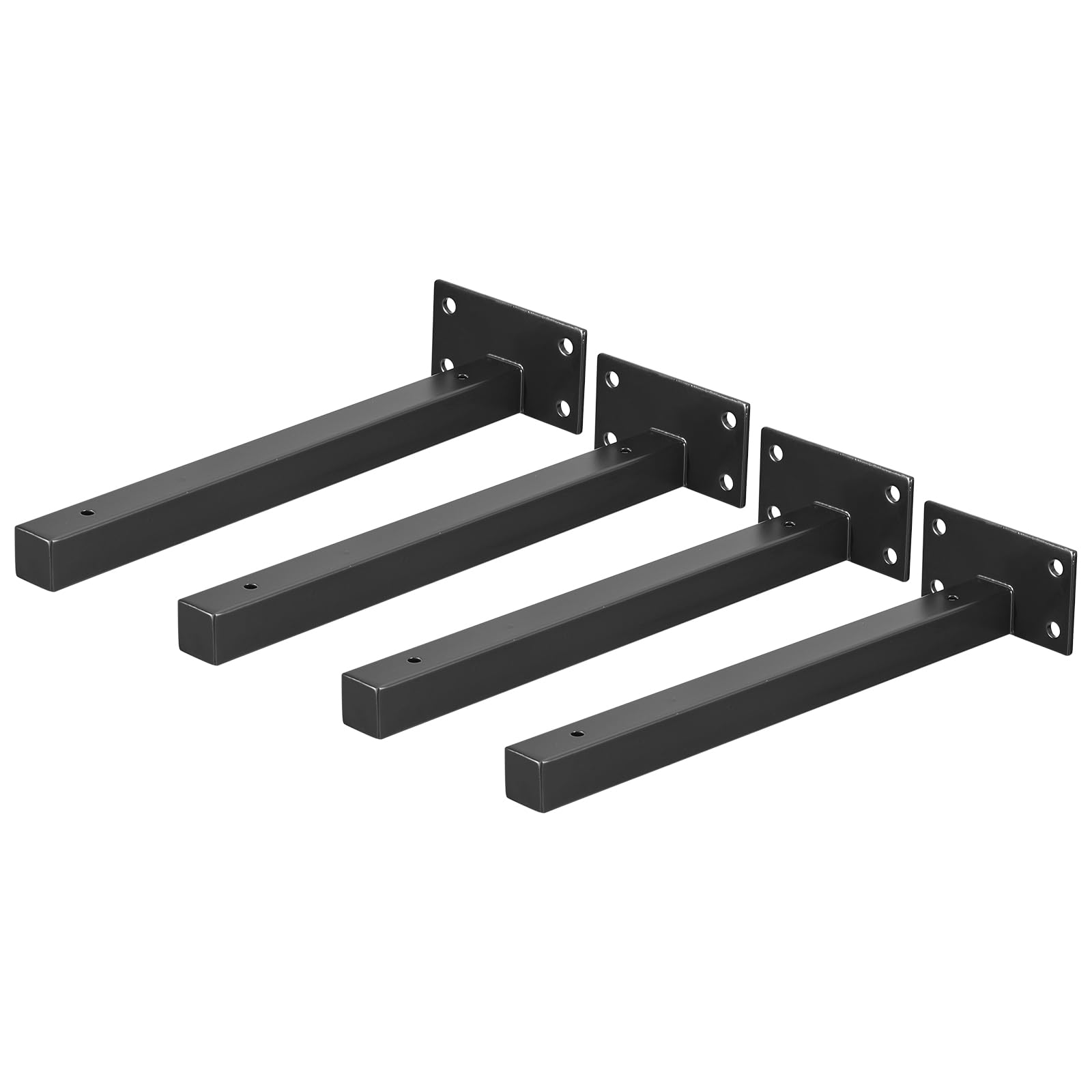 uxcell Floating Shelf Brackets, 4pcs 10"(250mm) Industrial Metal Brackets for Shelves Wall Mounted Shelf Supports, Black