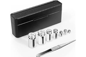 GRAM PRES Calibration Weight Set,1g 2g 5g 10g 20g with Tweezers for Digital Jewellery Scale Lab Educational Science Weights