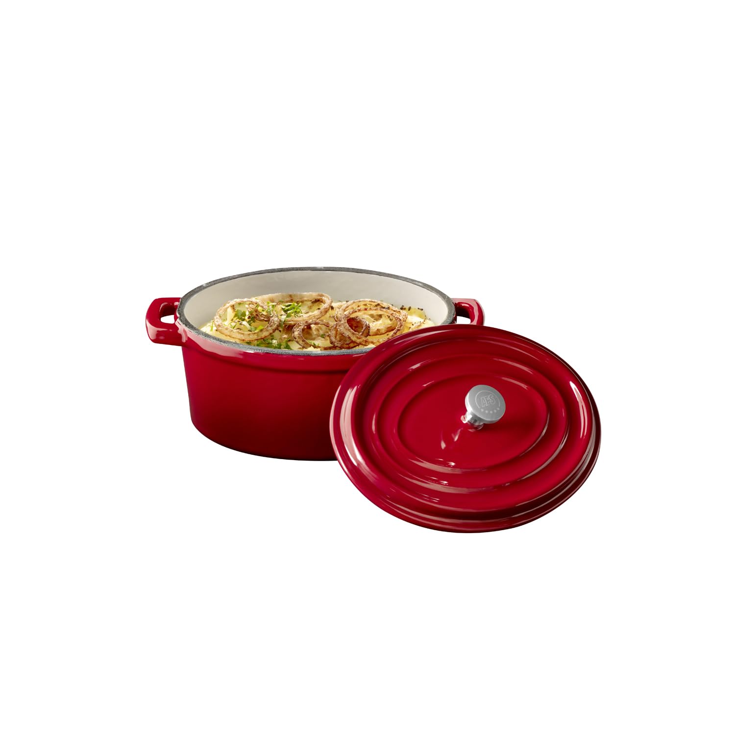 APS 88333 Mini-Topf mit Deckel 5 STARS - Gusseisen emailliert, 0,45 Liter, rot, induktionsgeeignet 2