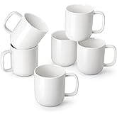 vancasso Porcelain Coffee Mugs Set, 16 oz Ceramic Coffee Cups for Americano Hot Tea Iced Coffee Cold Brew Cocoa Milk Mugs Set of 6, Dishwasher & Microwave Safe, White