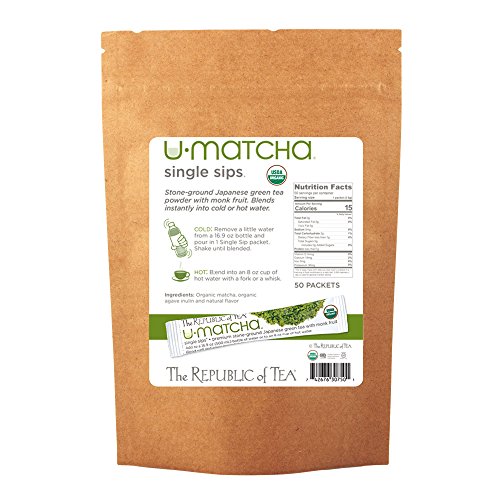 The Republic of Tea Organic U-Matcha Single Sips, 50 Single Servings of Premium Instant Matcha
