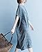 ellazhu Women Short Sleeves Linen Cotton Solid Loose Dress GA1141 Grey