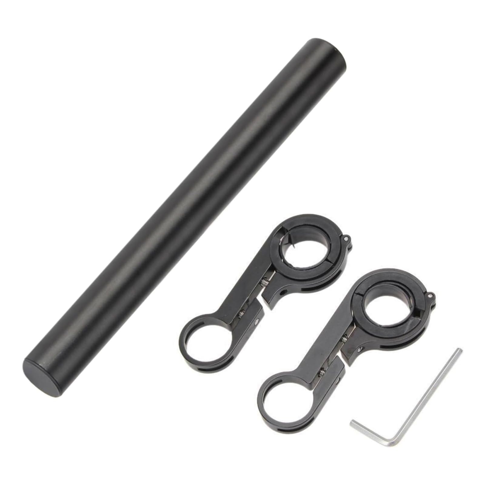 Fkereg Bicycle Handlebar Extender, 20cm Double Clamp Mount Handle Bar Extension for Bike, Aluminum Alloy Handlebar Extensions Bracket for Bicycle, Cycling Equipment Attachment, Black