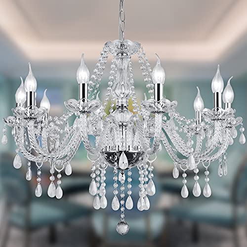 Silver Color Luxurious Candle Crystal Chandelier, 10 Lights K9 Modern Crystal C…