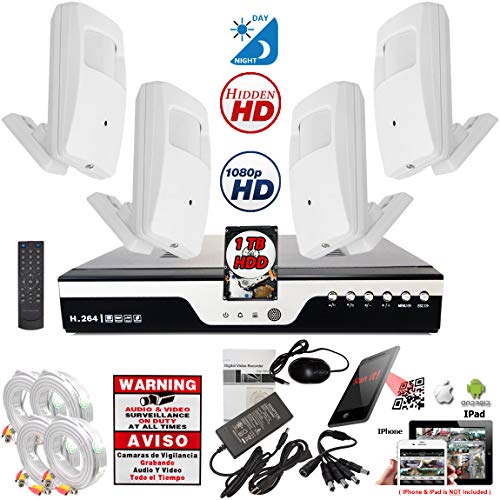 Evertech 8 Channel Digital Recorder with 4pcs 1080p Hidden Nanny Security Cameras and 1TB Hard Drive Surveillance Set