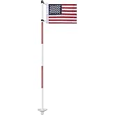 Golf Flagstick 6 ft, 1 Pack Double-Side USA Golf Pin Flag for Putting Green | 5‑section portable design, double-side American flag, for backyard golf practice, driving range &amp; putting green training