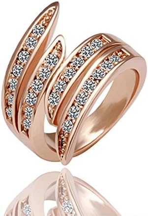[Eternity Love] Women's 18K Rose Gold Plated Timeless Round Cubic Zirconia Studding Ring Wedding Engagement Rings Best Promise Rings for Her Anniversary Cocktail Bands TIVANI Valentine's Day Gifts