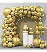 100Pcs Metallic Gold Balloons, Metallic Gold Balloon Garland Arch Kit 18/12/10/5 Inch Metallic Go...
