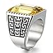 BOHO Jewelry Mens Stainless Steel Cz Ring Vintage Large Charming Gemstone Band (10)