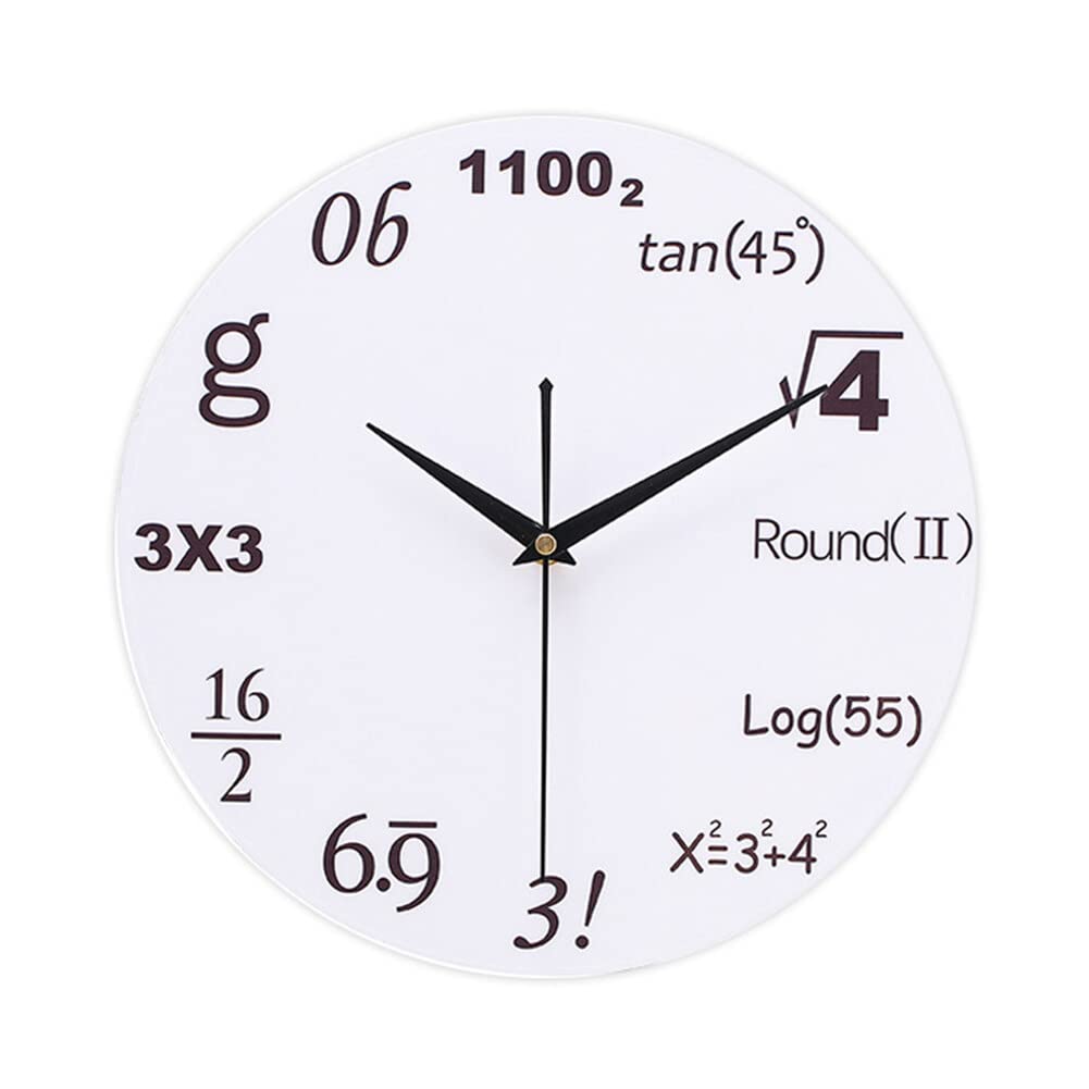 Math Wall Clock, 12 Inch Novelty Wall Clock Unique Wall Clock Math Formula Clock with Simple Math Equations for Classroom, Home, Office Decoration