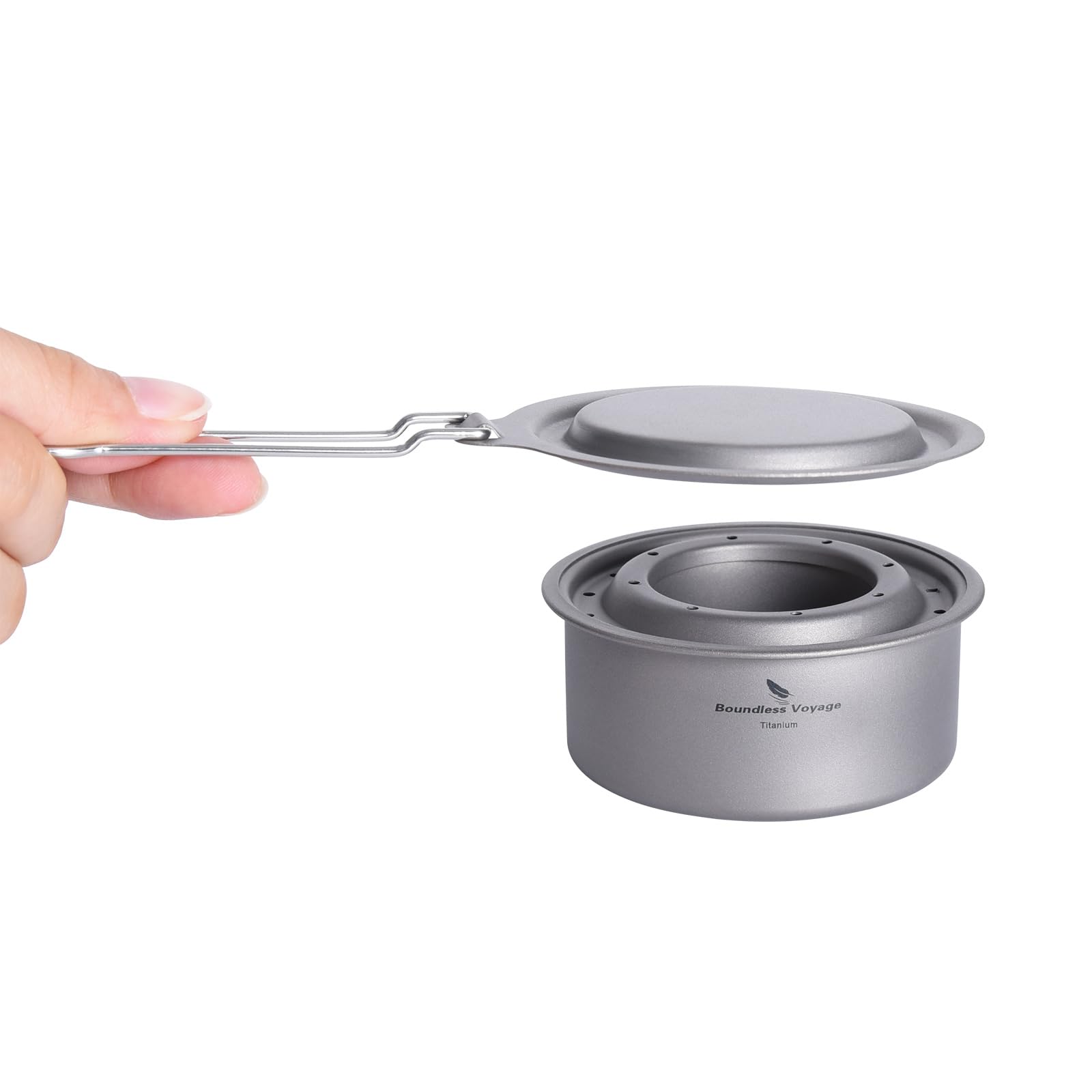 iBasingo Mini Titanium Spirit Stove Alcohol Heater Wood Burner with Stand Outdoor Camping Hiking Backpacking Furnace Tourist Cooker Survival Trekking Hiking Supplies (Burner Ti2011C)