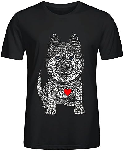 Free Spirit Siberian Husky Men's Round Neck T Shirts Black