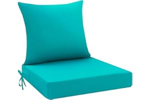 idee-home Outdoor Cushions for Patio Furniture, Outdoor Seat Cushions 24 x 24 with Fade Resistant Waterproof Removable Cover, Replacement Deep Seat Couch Chair Cushion for Yard Garden Deck