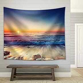 Beautiful Sunrise Over The Horizon - Fabric Wall Tapestry Home Decor - 51x60 inches