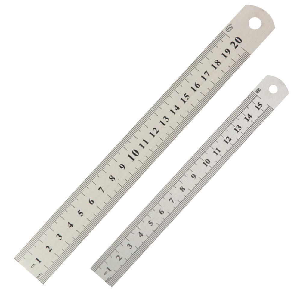 Toddmomy 2Pcs Stainless Steel Ruler Machinist Engineer Ruler Metal Ruler for Technical Drawing 15 and 20cm
