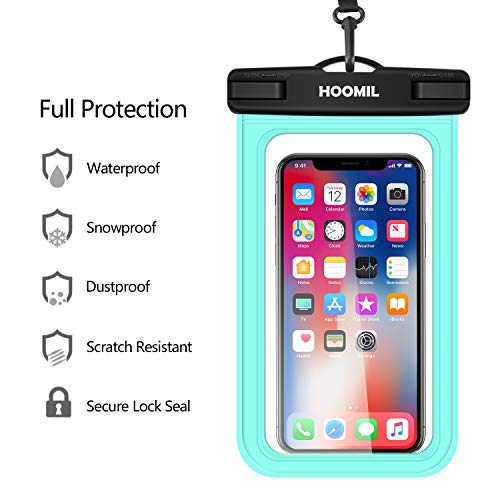HOOMIL Universal Waterproof Cell Phone Case Pouch IPX8 Dry Bag for Samsung Galaxy Note 10 5G /9/A20/A10/A50/A70 up to 6.5-inch, Underwater Case for Pools Beach Kayaking Travel 2 Pack (Black, Green)