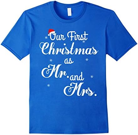 Mens Couple Wife Husband Our First Christmas As Mr & Mrs T-Shirt XL Royal Blue