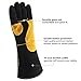 JDYYICZ Welding Gloves Double Layered Heat Resistant Lined Leather with Velvet, Black - 16 Inch for Mig, Tig Welders, BBQ, Gardening, Camping, Stove, Fireplace