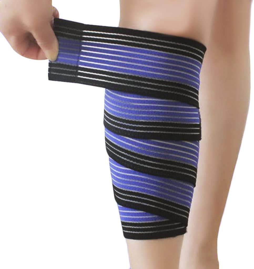 TINAYAUE Adjustable Compression Ankle Support Knee Brace Elastic Breathable Knee Elbow Wrist Ankle Hand Foot Support Wrap Sports Bandage Strap Guard Protector (Blue+black, 120cm, 1 piece)