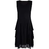 Vijiv Womens 1920s Inspired Flapper Dress High Tea Great Gatsby Maroon with Tiered Skirt 20s Dress