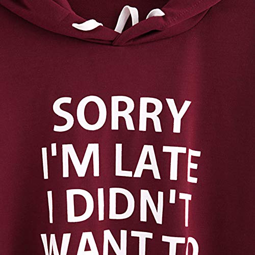 Mlide Womens Letter Print Drawstring Sweatshirt,O-Neck Hoodie Jumper Long Sleeve Pullover Tops,So Nice(Wine,Small) - Thumbnail 2