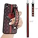 iPhone Xs Max Case, Dairnim Ultra-Slim Hand Strip Holder Kickstand [ 3D Rose Pattern Relief ] Soft TPU (Long Short Lanyard) Case Compatible iPhone Xs Max 6.5 inch, Brown