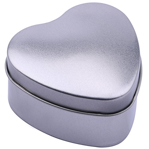 Dedoot 5PCs Heart Shape Mini Metal Tinplate Decorative Gift Box Containers for Jewelry Storage,Treasure Collection,Wedding Candy Treat Gift Wrap Boxes Home Table Decoration (Silver)