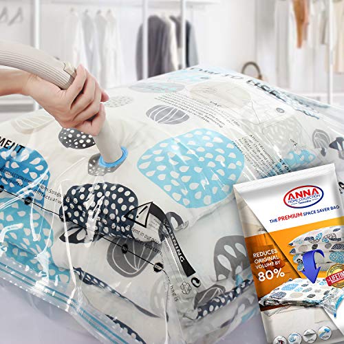 Anna Home Jumbo Vacuum Storage Bags (6 Jumbo) Space Saver Storage Bags for Travel. Durable and Reusable, Travel Hand Pump Included - Thumbnail 5