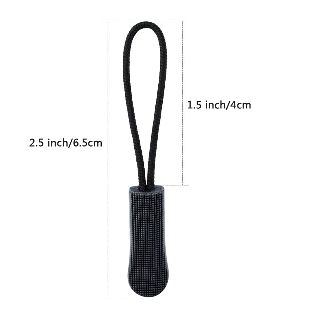 24pcs Zipper Pulls, Wobe Black Nylon Cord Zipper Pulls Zipper Fixer with Non-slip Gripper Zipper Extension Zipper Tag