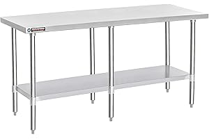 DuraSteel 24x84 Stainless Steel Work Table - NSF Commercial Prep Metal Table - Outdoor Pizza Oven Stand w/Under Shelf - Kitchen Island Laundry Utility Garage Microwave Stand Large Rolling Storage Cart
