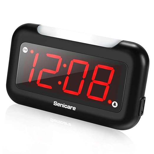 Senicare Home LED Digital Alarm Clock with Nightlight, Easy to Set, Full Range Brightness Dimmer