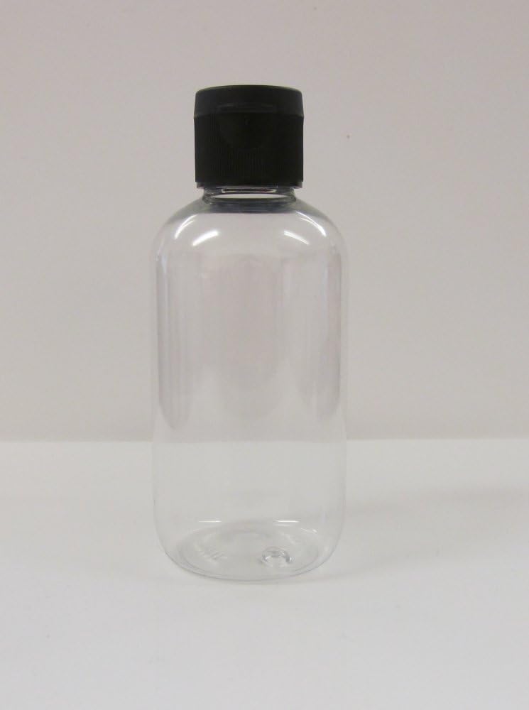 8 x 100 ml PET Marabu Empty Refillable Bottle with Clear (Round, Black-Flip Top Lid (ribbed)