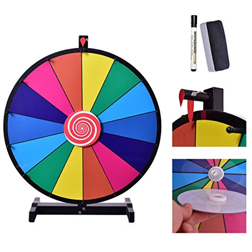 image for Giantex Tabletop Spinning Prize Wheel Editable Dry Erase Color 14 Slot