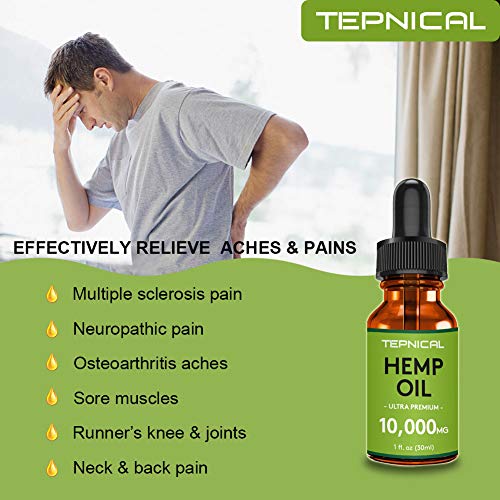 Hemp Oil Extract for Pain & Stress Relief - 10000mg of Organic Hemp Extract - 100% Natural Hemp Drops, Rich in Vitamin & Omega, Helps with Sleep, Skin & Hair, Improve Health - Thumbnail 2