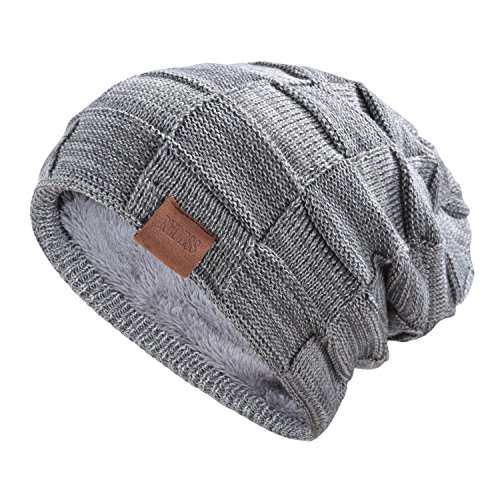 REDESS Beanie Hat For Men and Women Winter Warm Hats Knit Slouchy Thick Skull Cap Variegated Mix-Dark Gray by